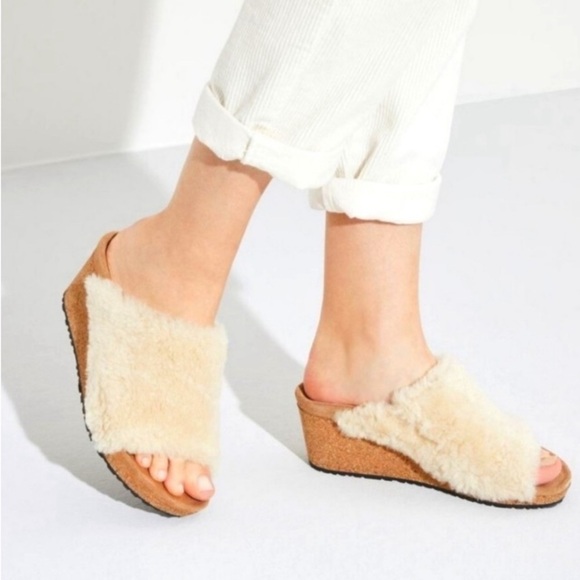 Birkenstock NWT Papillio Made in Portugal Namica Teddy Wedge Sandal 37 US 6 Boho - Picture 9 of 16